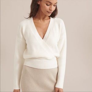 Modern Citizen Marlowe Ivory V-Neck Cropped Sweater, size medium